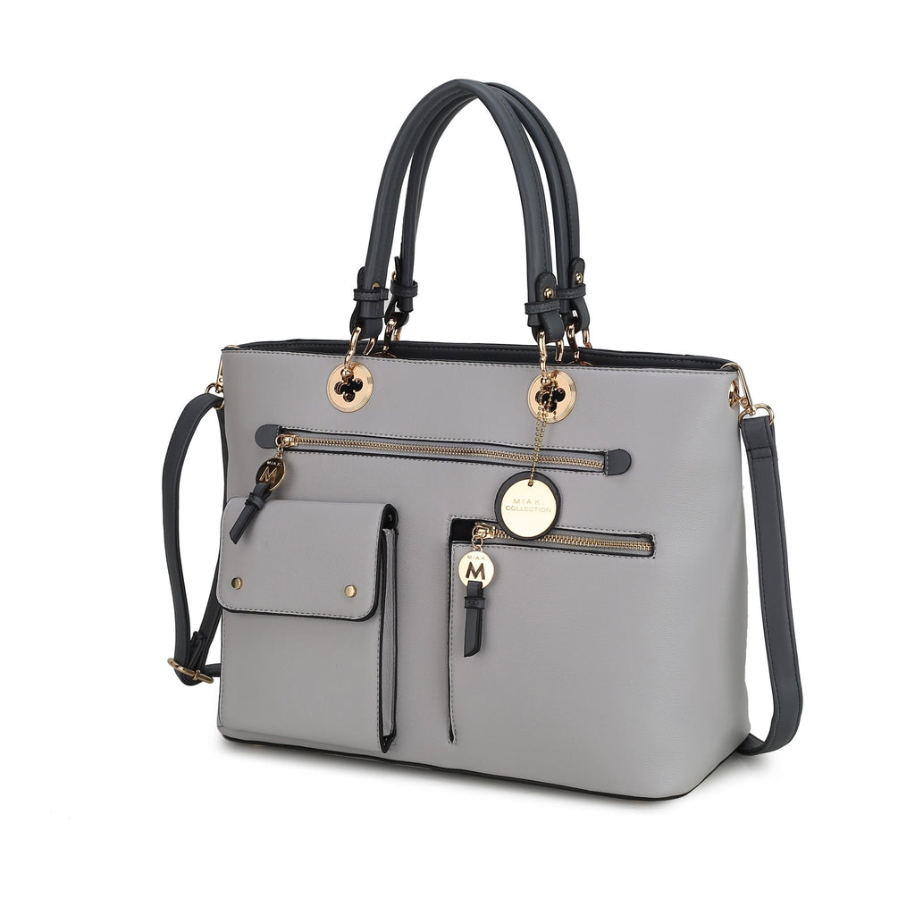 MKF Collection Julia Vegan Leather Color-block Women Satchel Bag by Mia K