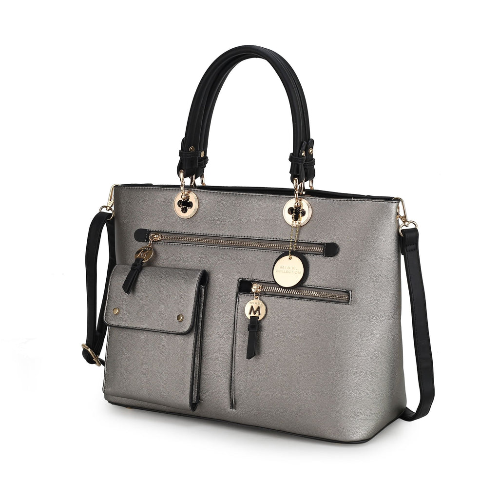 MKF Collection Julia Vegan Leather Color-block Women Satchel Bag by Mia K