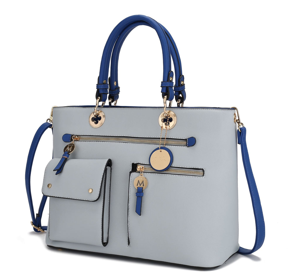 MKF Collection Julia Vegan Leather Color-block Women Satchel Bag by Mia K