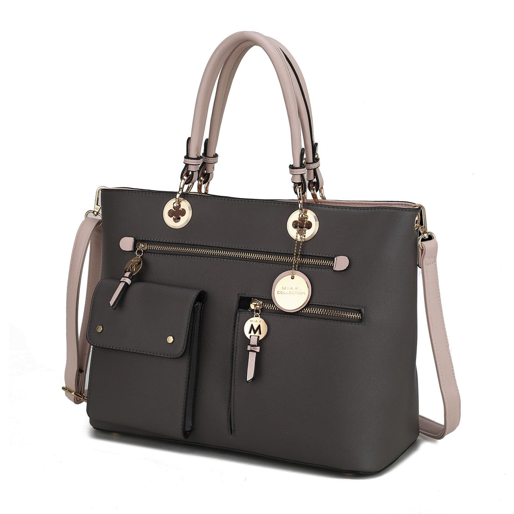 MKF Collection Julia Vegan Leather Color-block Women Satchel Bag by Mia K