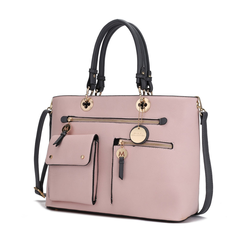 MKF Collection Julia Vegan Leather Color-block Women Satchel Bag by Mia K