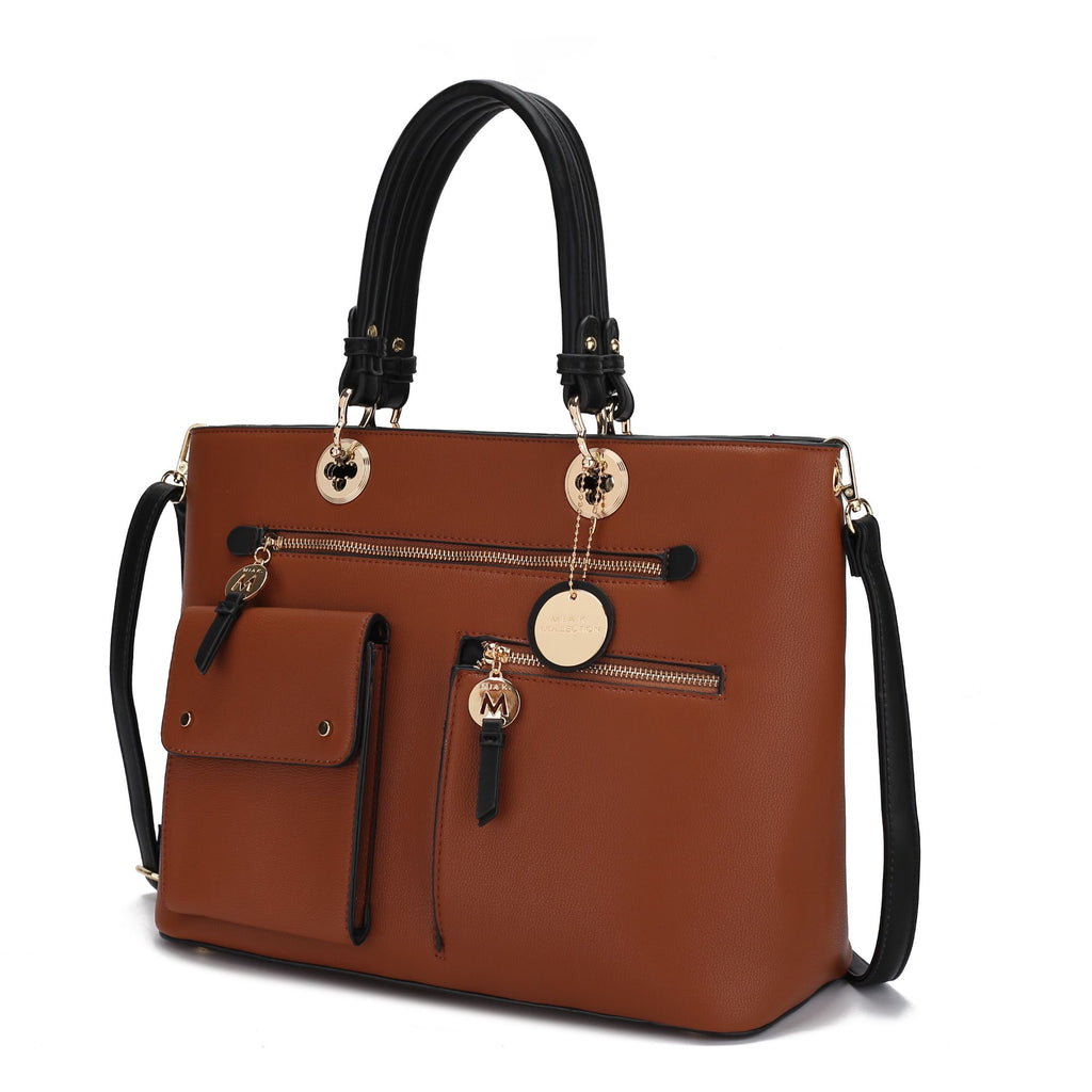MKF Collection Julia Vegan Leather Color-block Women Satchel Bag by Mia K