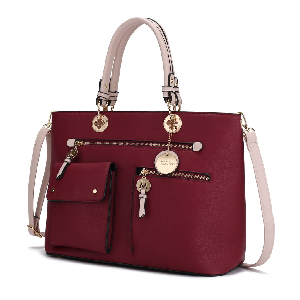 MKF Collection Julia Vegan Leather Color-block Women Satchel Bag by Mia K