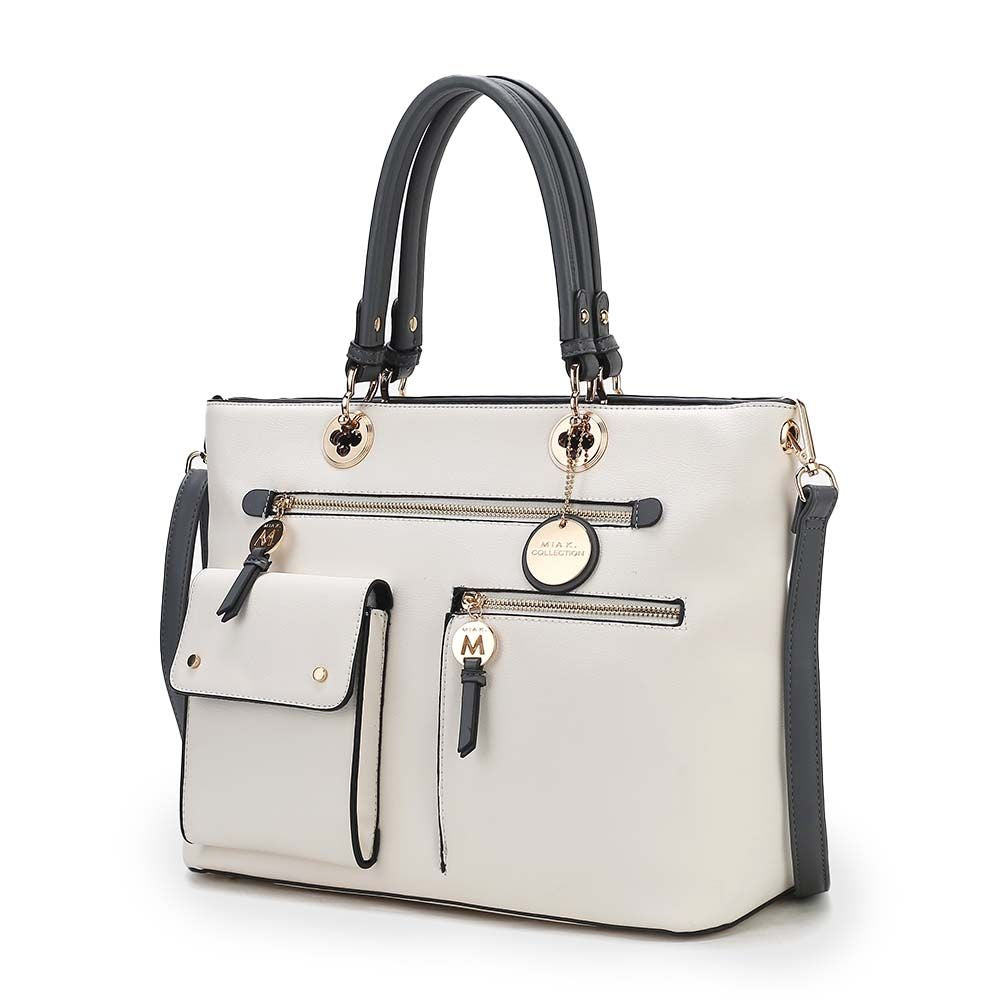 MKF Collection Julia Vegan Leather Color-block Women Satchel Bag by Mia K
