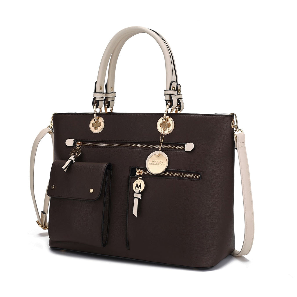MKF Collection Julia Vegan Leather Color-block Women Satchel Bag by Mia K