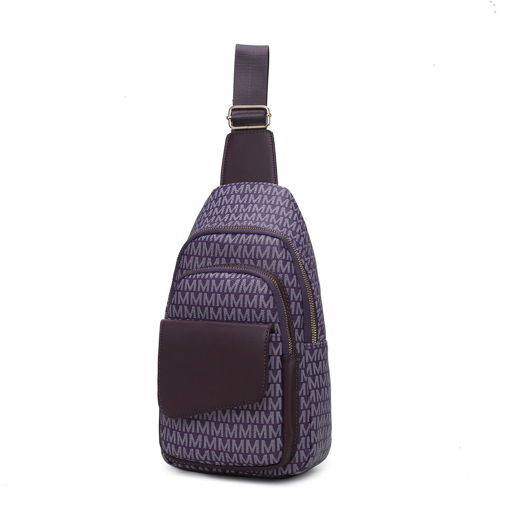 MKF Collection Kace M Logo Printed Vegan Leather Women Sling Bag by Mia k