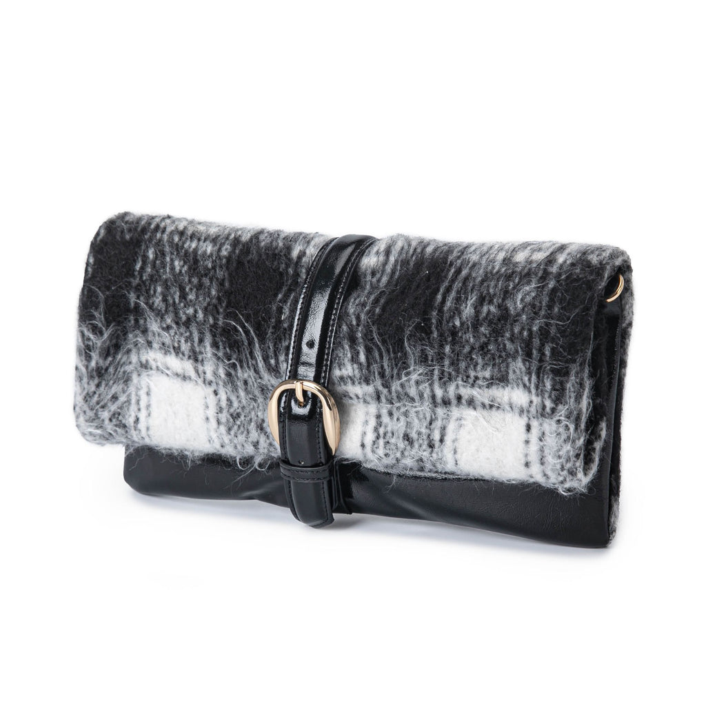 MKF Collection Koumei Wristlet Purse Envelope Snap, Convertible Shoulder Bag Faux Shearling by Mia K.