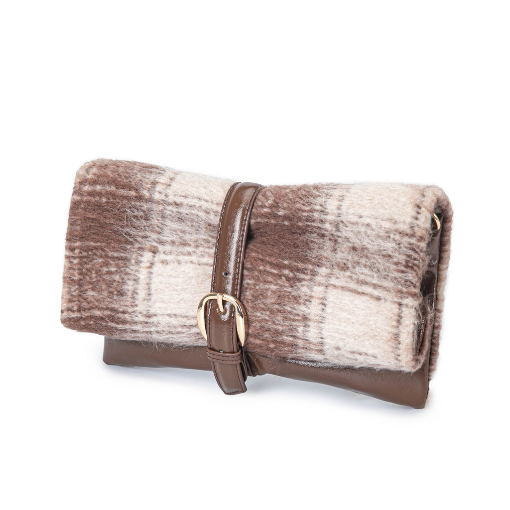 MKF Collection Koumei Wristlet Purse Envelope Snap, Convertible Shoulder Bag Faux Shearling by Mia K.