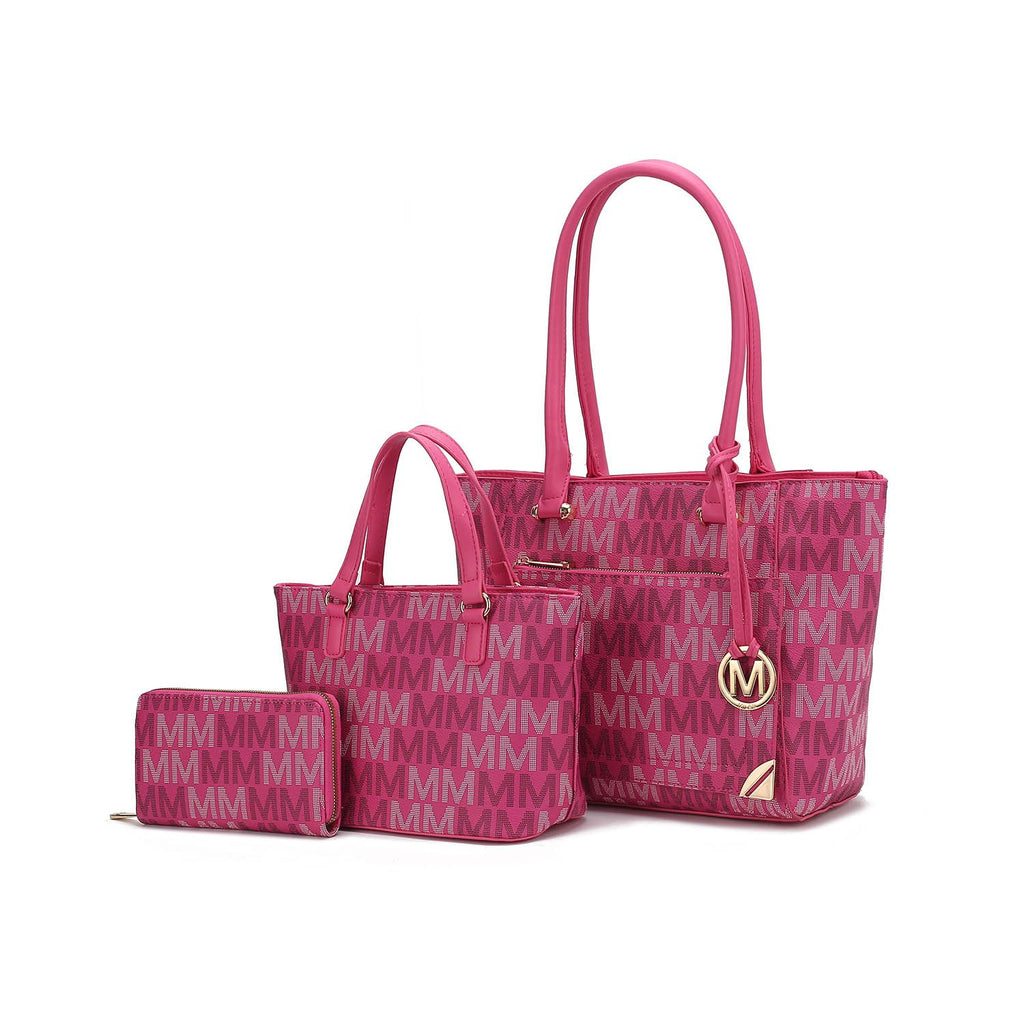 MKF Collection Lady II M Signature Large Tote, Small Tote & Wallet Set, Stylish Womens Handbag M Design by Mia K