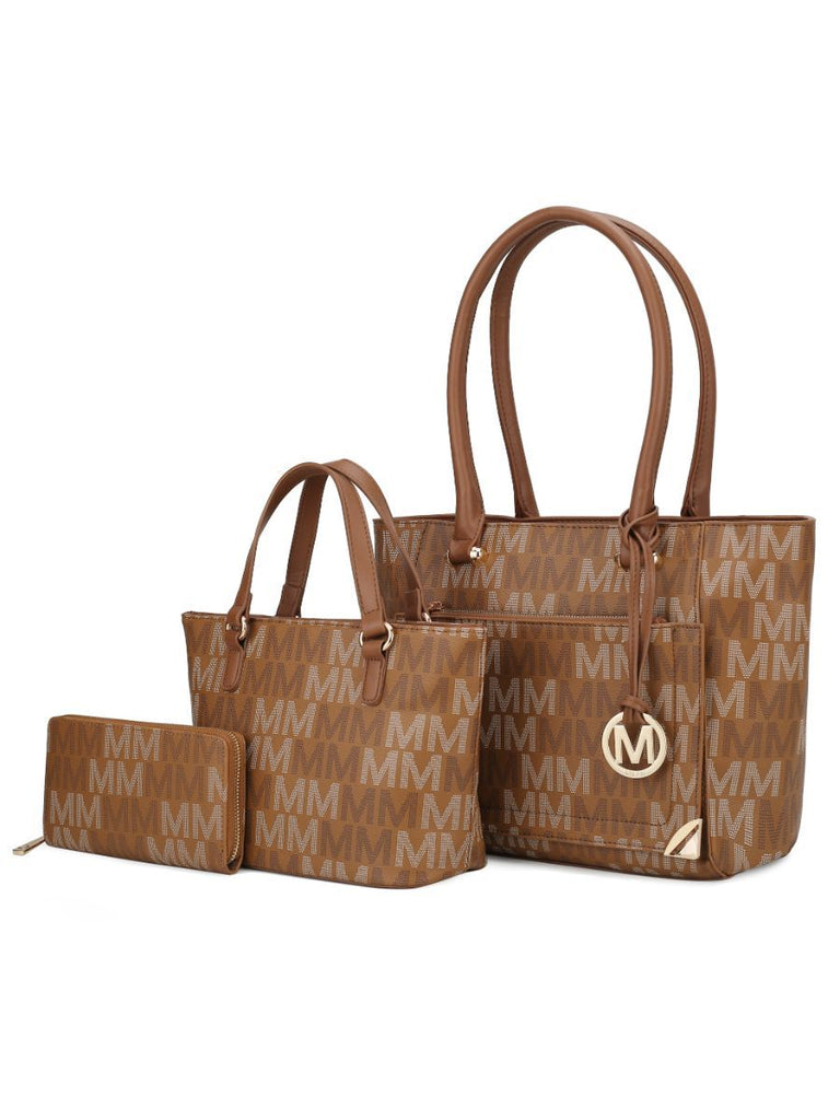 MKF Collection Lady II M Signature Large Tote, Small Tote & Wallet Set, Stylish Womens Handbag M Design by Mia K