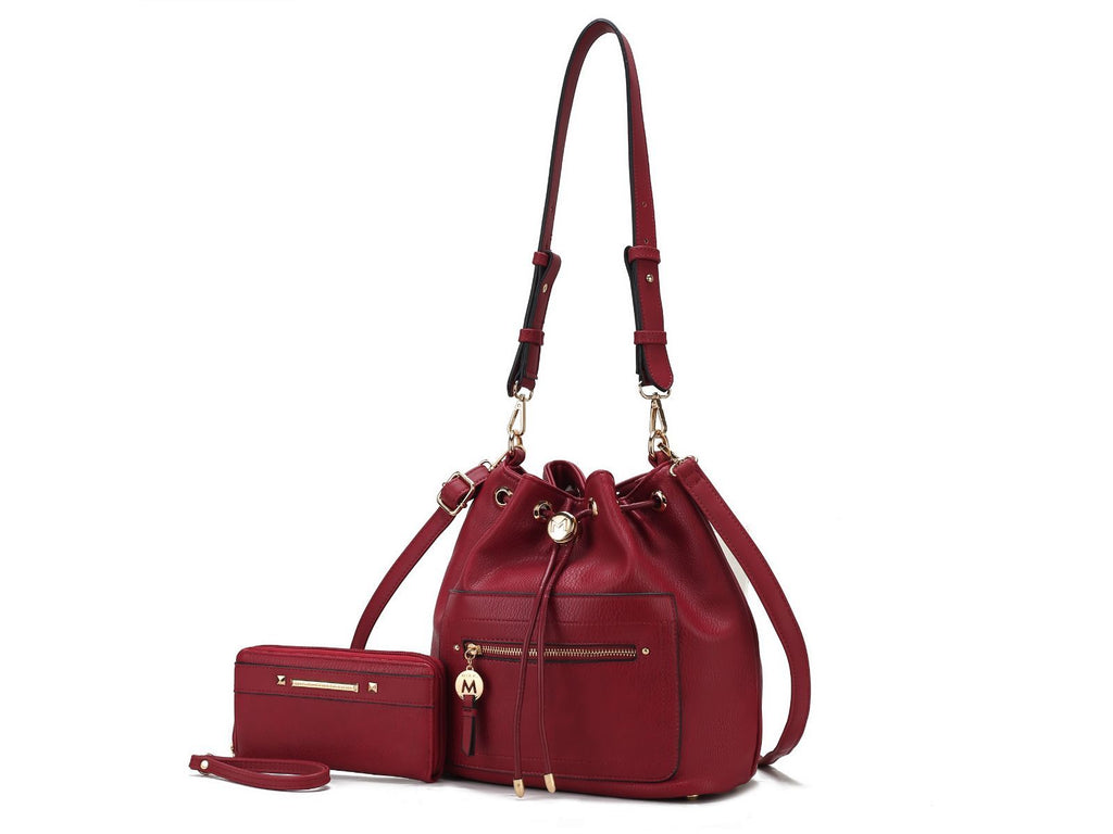 MKF Collection Larissa Vegan Leather Women's Bucket Bag with Wallet by Mia k