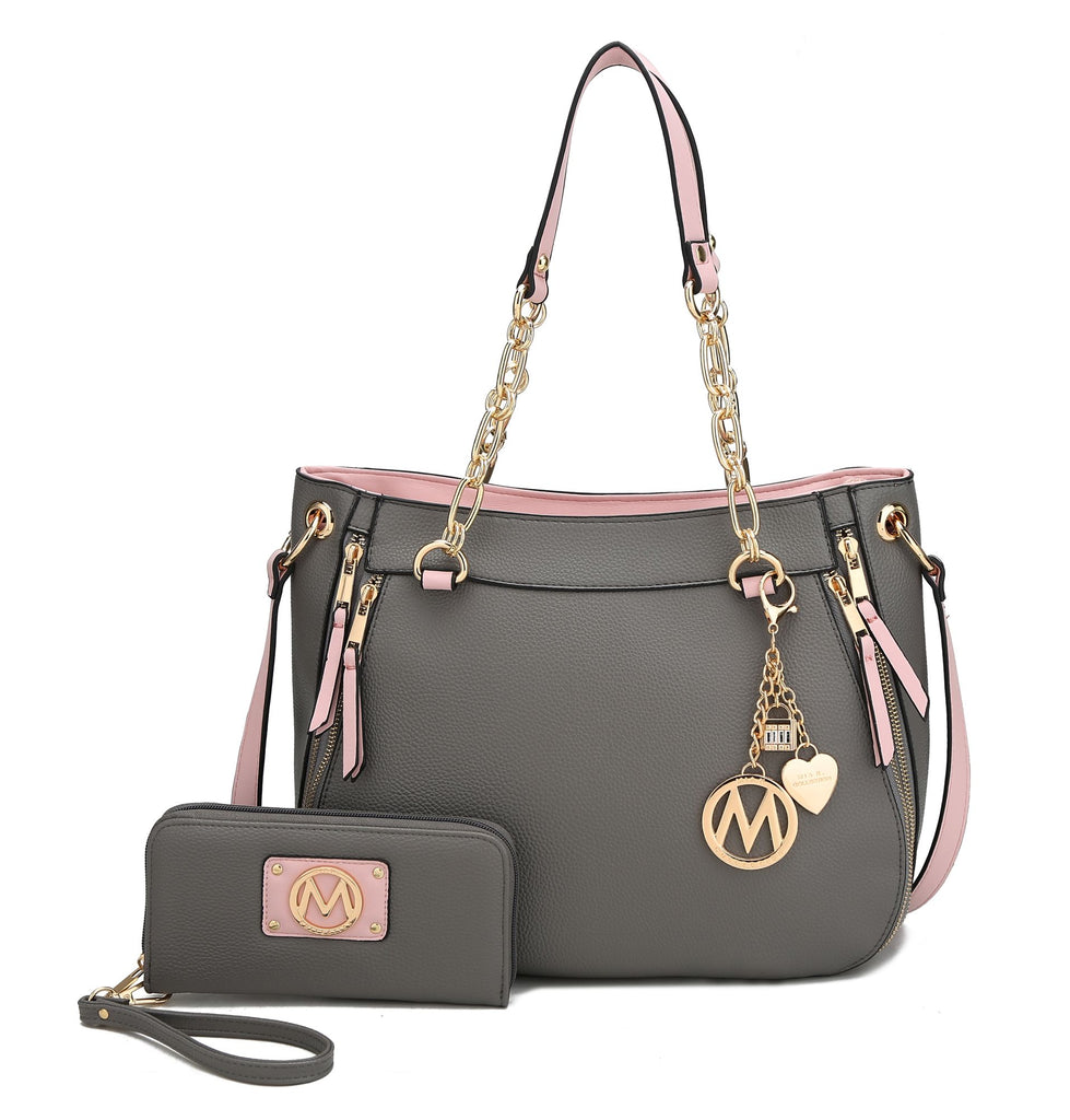 MKF Collection Lina Tote Handbag with Wristlet Wallet Vegan Leather Crossover Women's Purse by Mia K