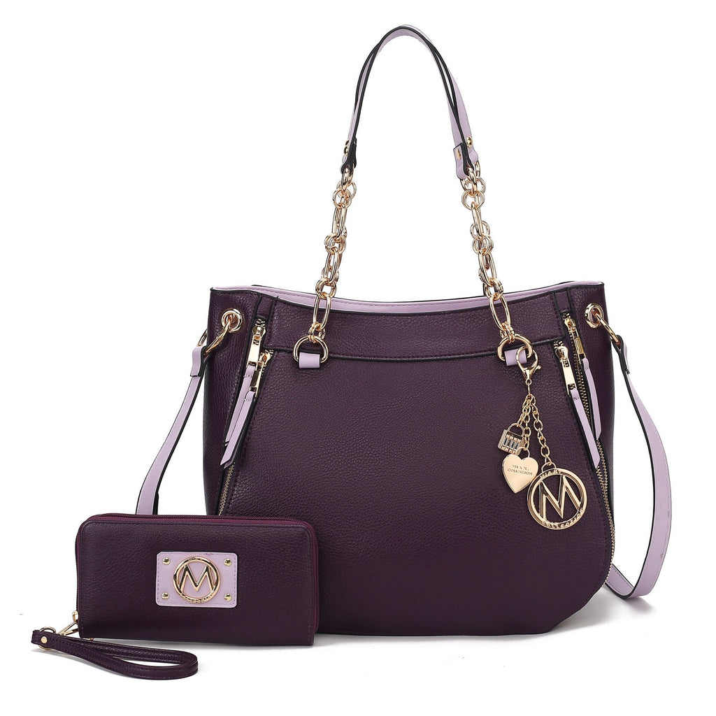 MKF Collection Lina Tote Handbag with Wristlet Wallet Vegan Leather Crossover Women's Purse by Mia K