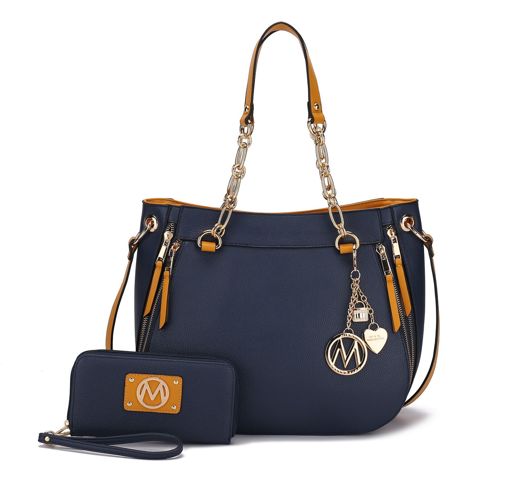 MKF Collection Lina Tote Handbag with Wristlet Wallet Vegan Leather Crossover Women's Purse by Mia K
