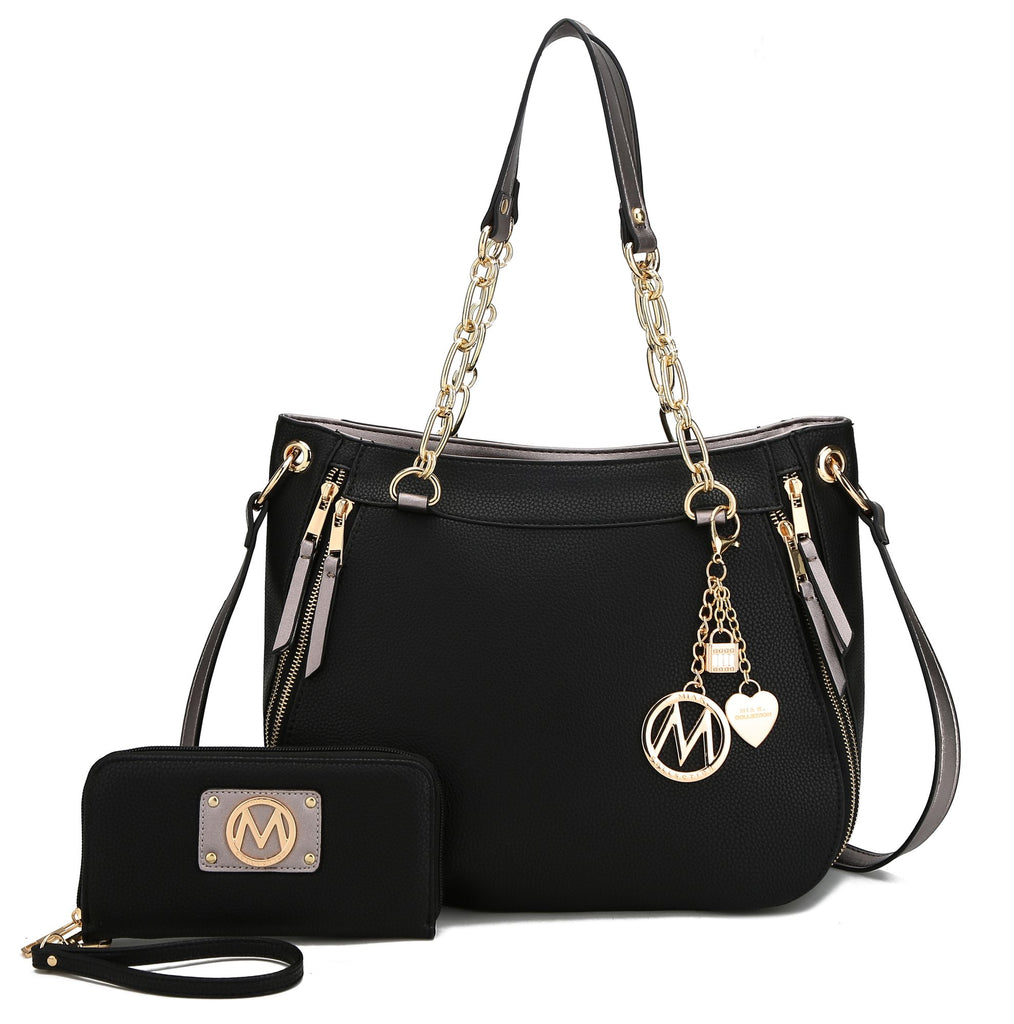 MKF Collection Lina Tote Handbag with Wristlet Wallet Vegan Leather Crossover Women's Purse by Mia K