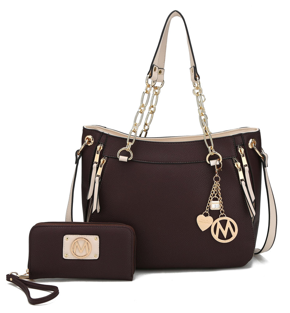 MKF Collection Lina Tote Handbag with Wristlet Wallet Vegan Leather Crossover Women's Purse by Mia K