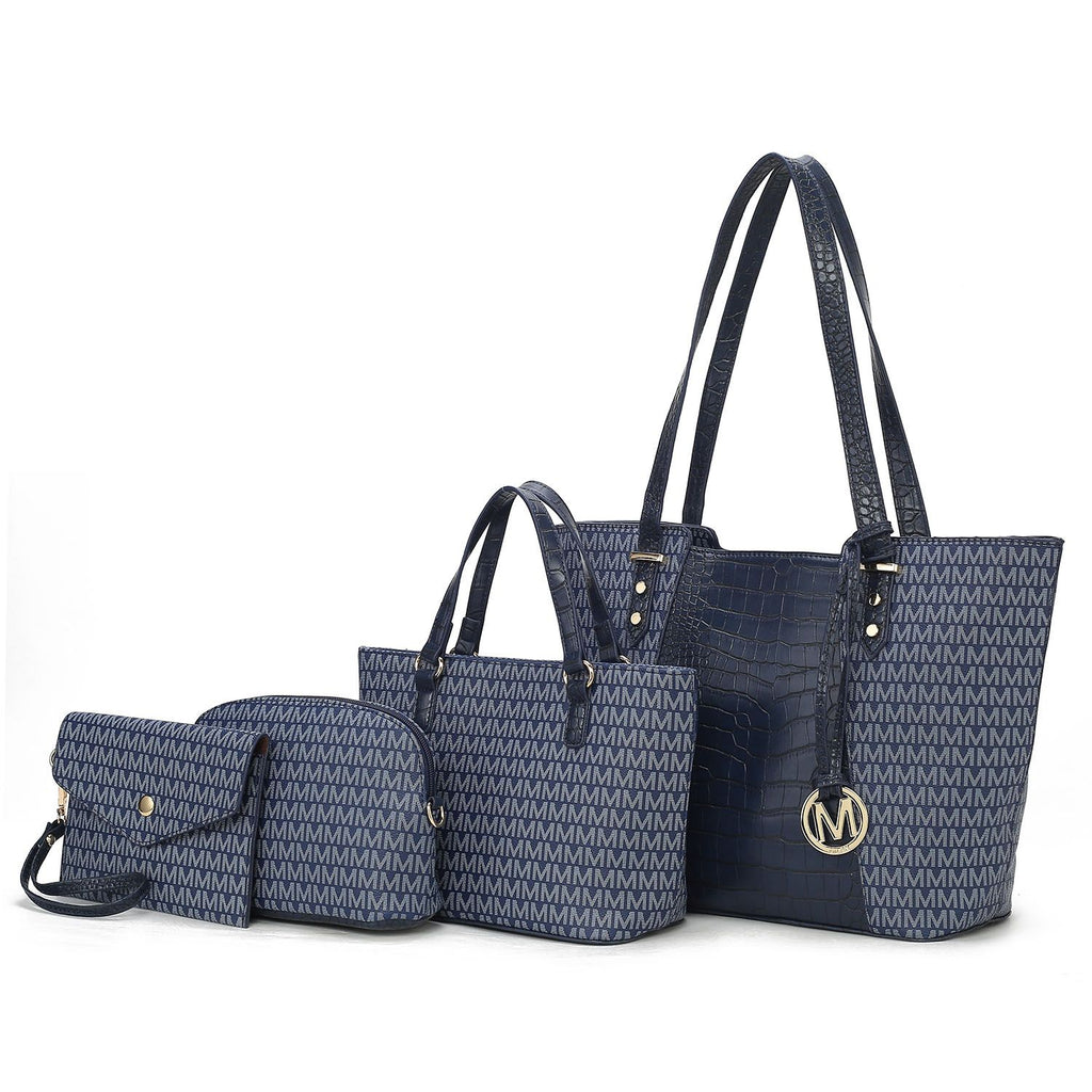 MKF Collection Lippa M Signature Crocodile embossed Vegan Leather Women Tote Bag, Mini Tote Bag, Pouch and Wallet by Mia K