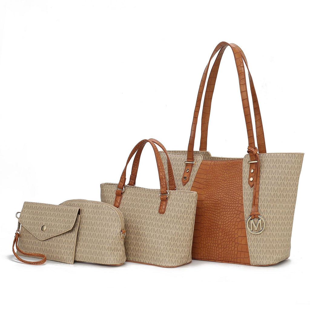 MKF Collection Lippa M Signature Crocodile embossed Vegan Leather Women Tote Bag, Mini Tote Bag, Pouch and Wallet by Mia K