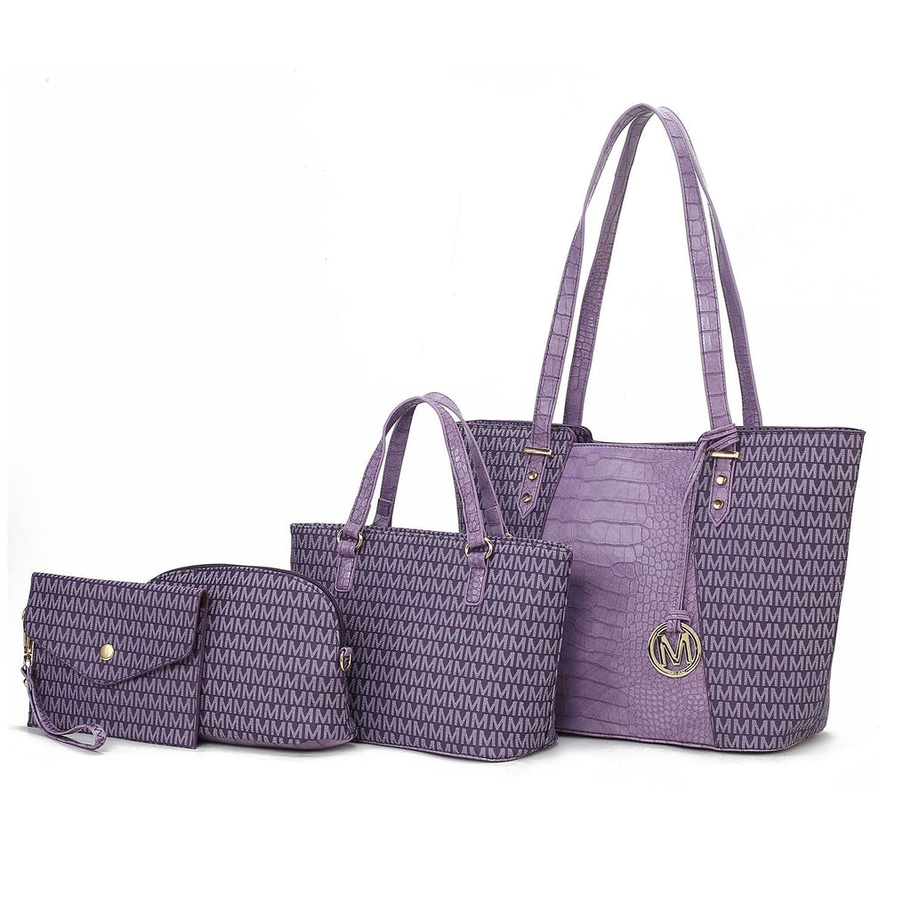 MKF Collection Lippa M Signature Crocodile embossed Vegan Leather Women Tote Bag, Mini Tote Bag, Pouch and Wallet by Mia K