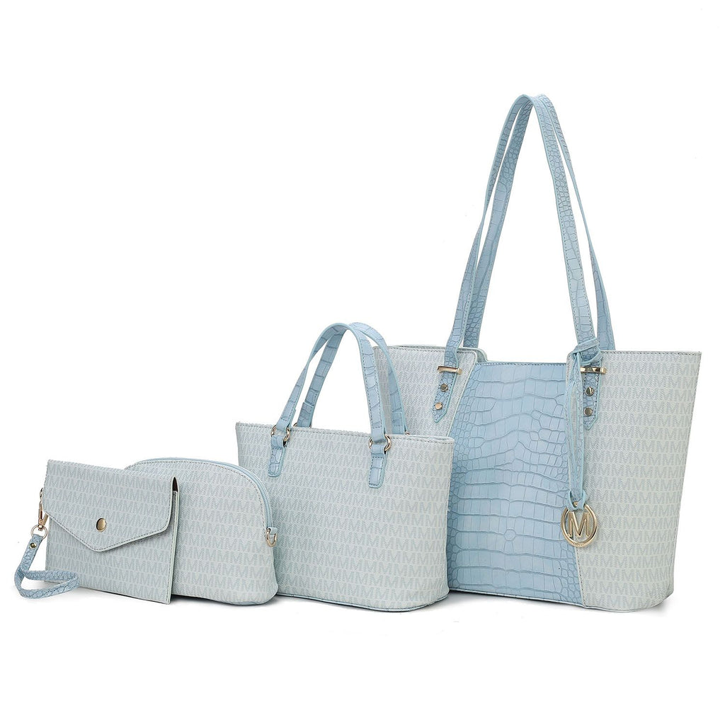 MKF Collection Lippa M Signature Crocodile embossed Vegan Leather Women Tote Bag, Mini Tote Bag, Pouch and Wallet by Mia K