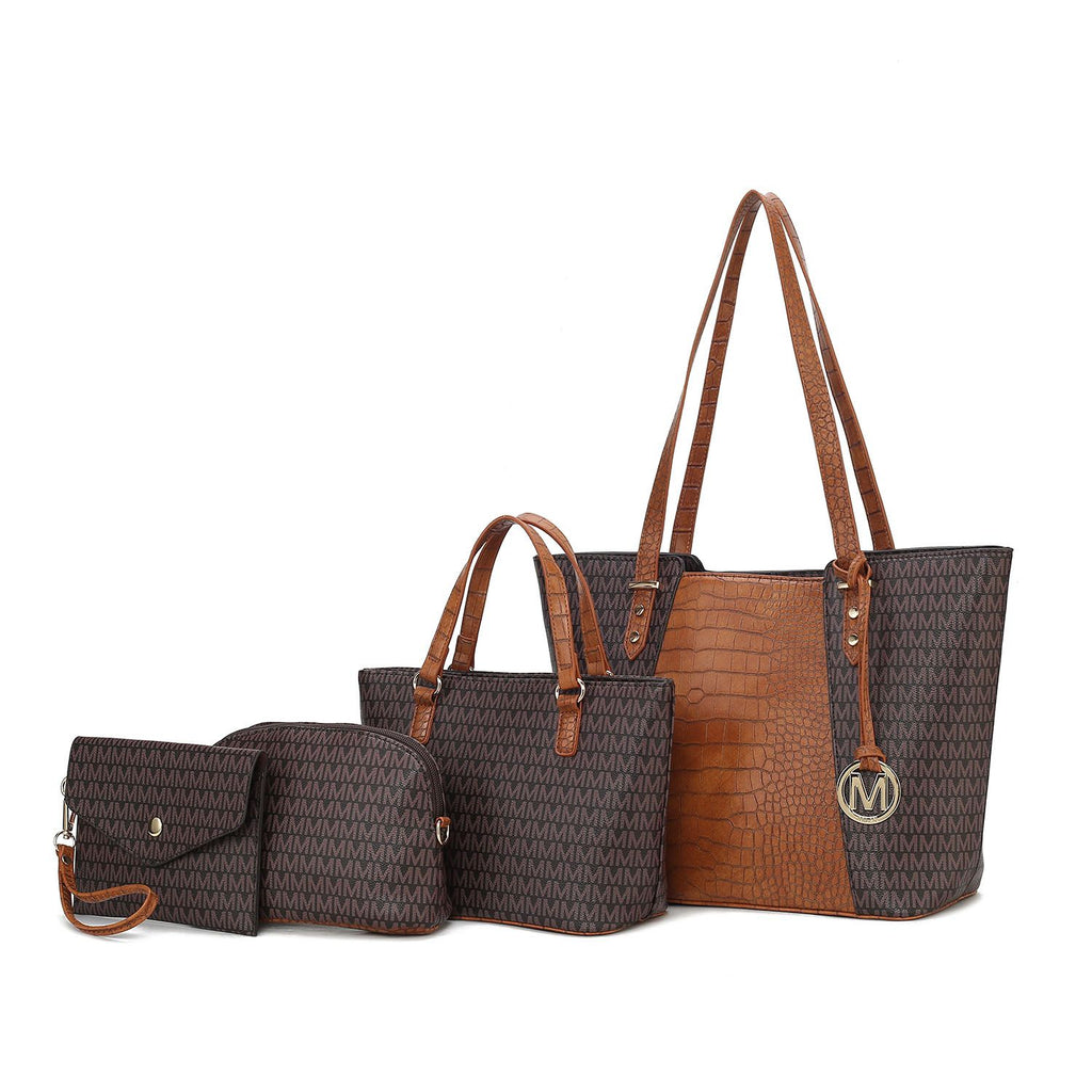 MKF Collection Lippa M Signature Crocodile embossed Vegan Leather Women Tote Bag, Mini Tote Bag, Pouch and Wallet by Mia K