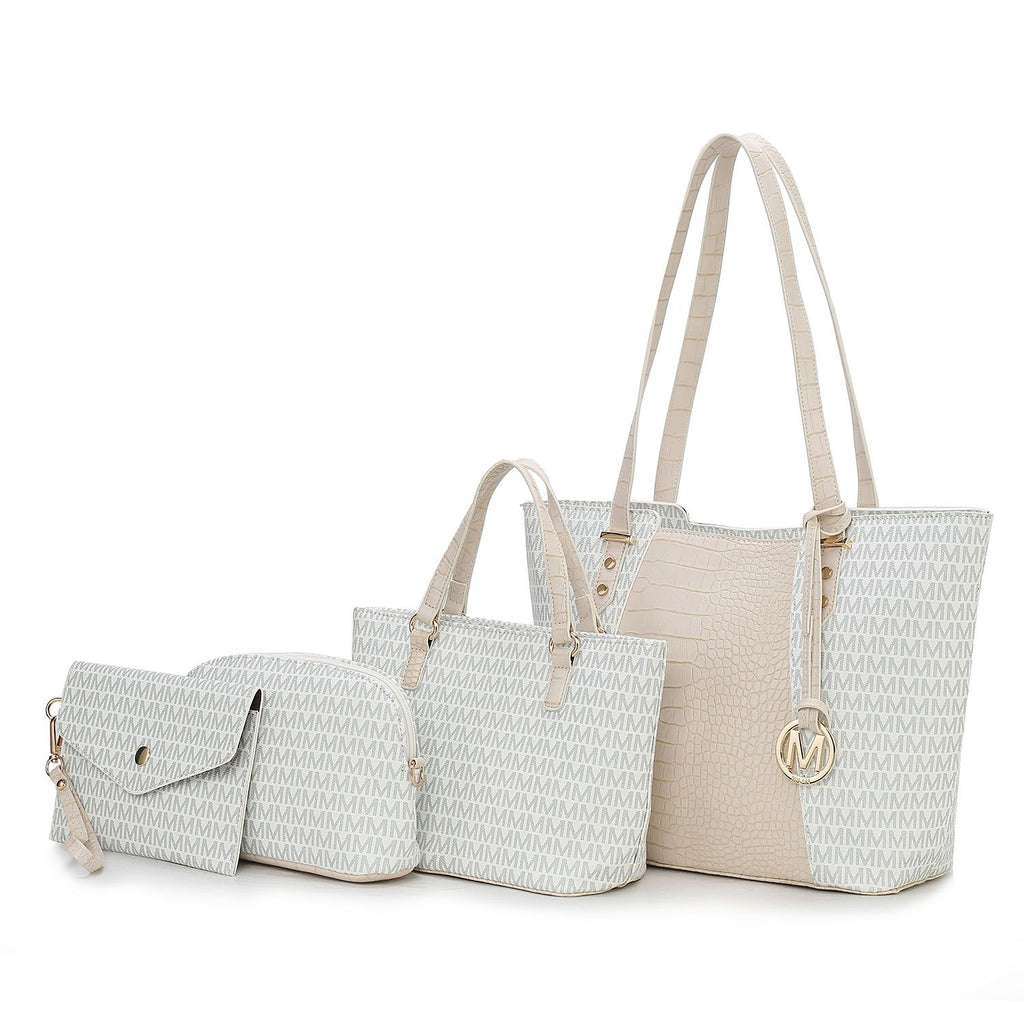 MKF Collection Lippa M Signature Crocodile embossed Vegan Leather Women Tote Bag, Mini Tote Bag, Pouch and Wallet by Mia K