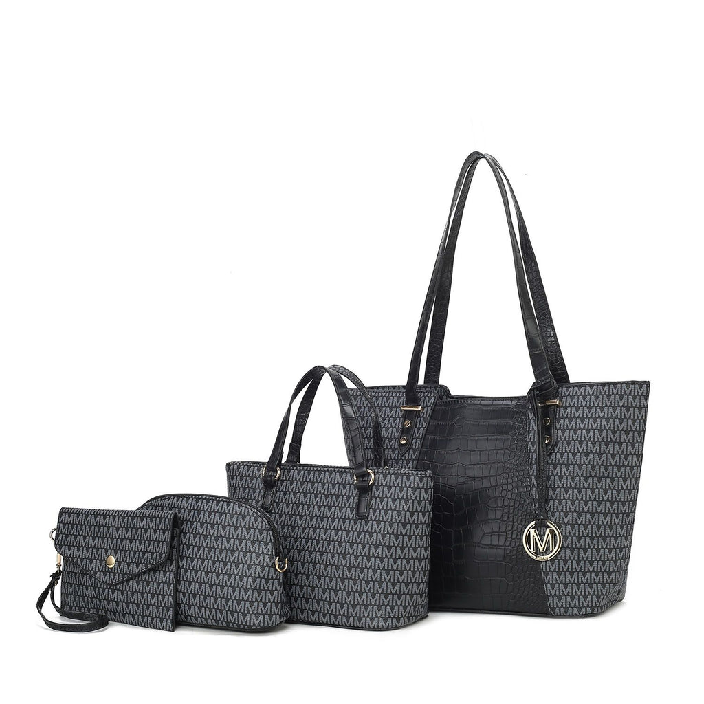 MKF Collection Lippa M Signature Crocodile embossed Vegan Leather Women Tote Bag, Mini Tote Bag, Pouch and Wallet by Mia K