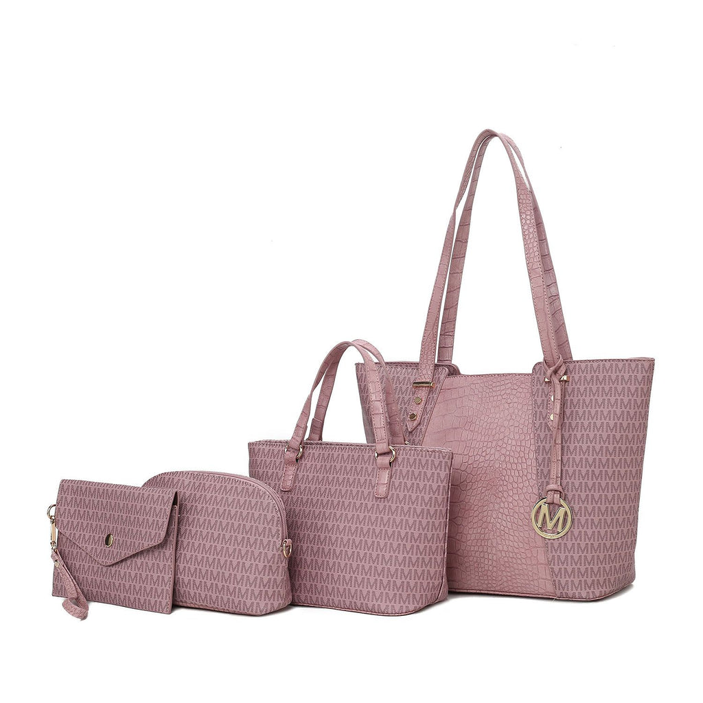 MKF Collection Lippa M Signature Crocodile embossed Vegan Leather Women Tote Bag, Mini Tote Bag, Pouch and Wallet by Mia K