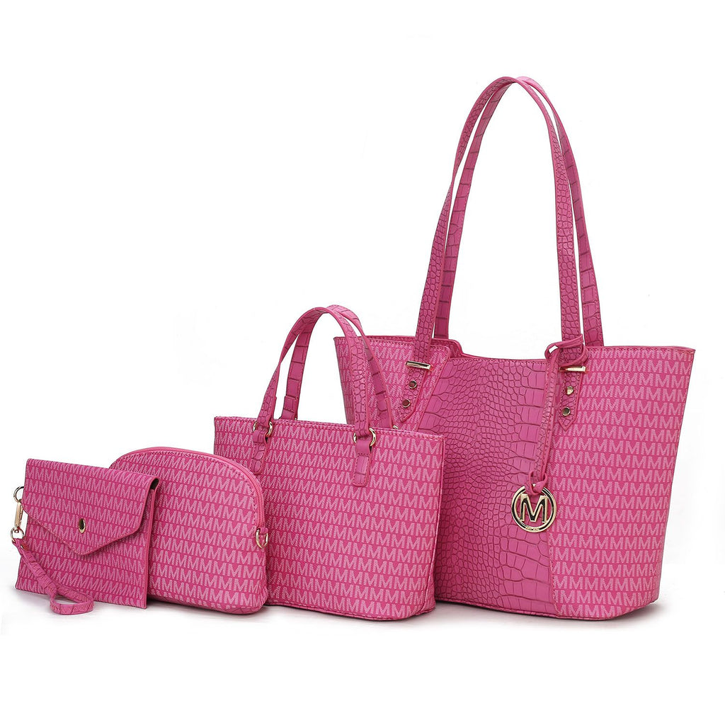 MKF Collection Lippa M Signature Crocodile embossed Vegan Leather Women Tote Bag, Mini Tote Bag, Pouch and Wallet by Mia K