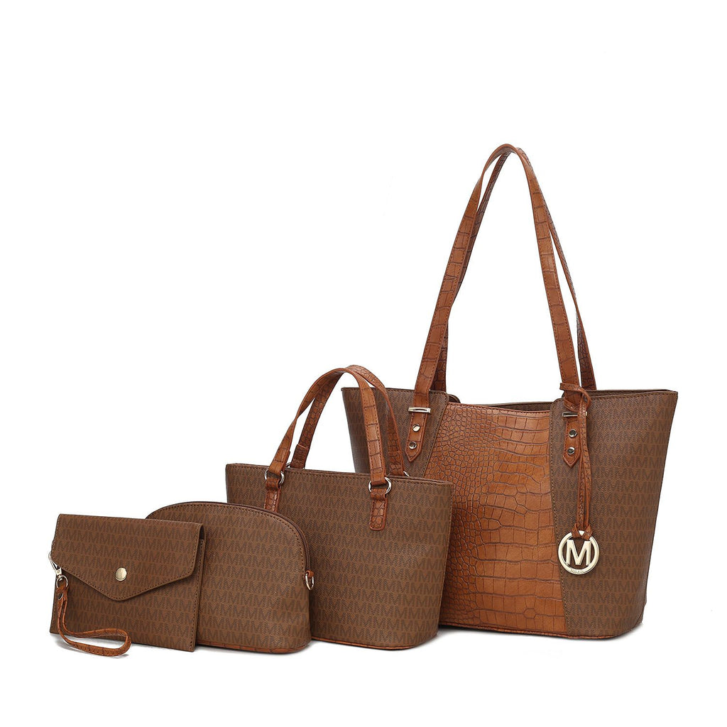 MKF Collection Lippa M Signature Crocodile embossed Vegan Leather Women Tote Bag, Mini Tote Bag, Pouch and Wallet by Mia K