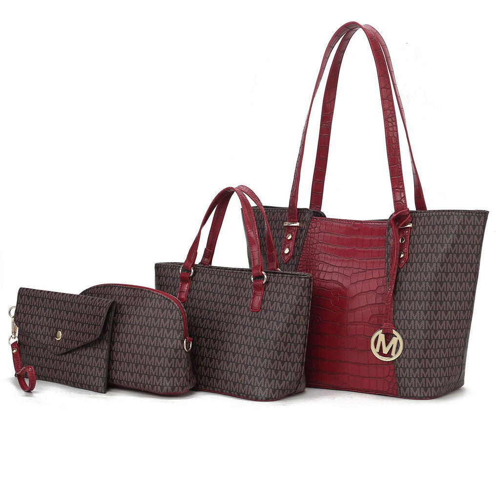 MKF Collection Lippa M Signature Crocodile embossed Vegan Leather Women Tote Bag, Mini Tote Bag, Pouch and Wallet by Mia K