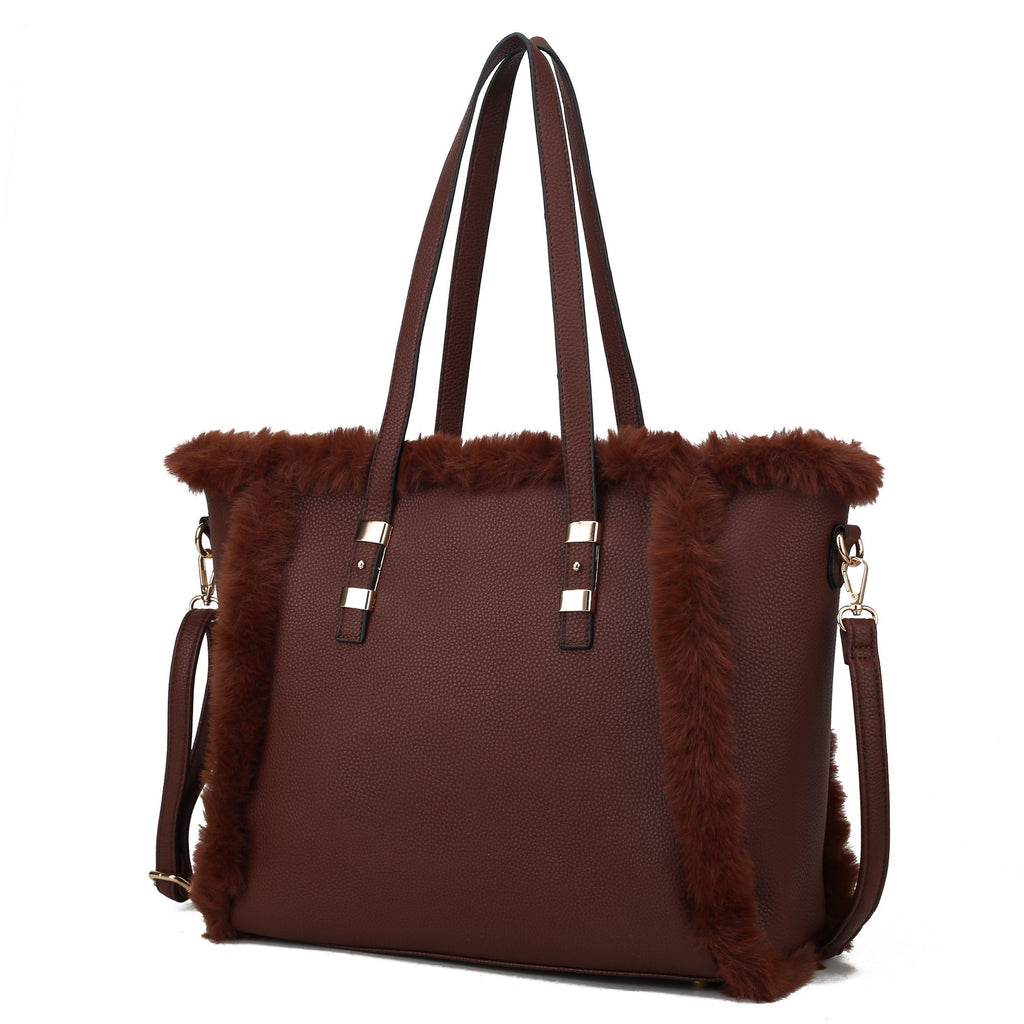 MKF Collection Liza Tote Handbag Vegan Leather with faux fur Women by Mia k