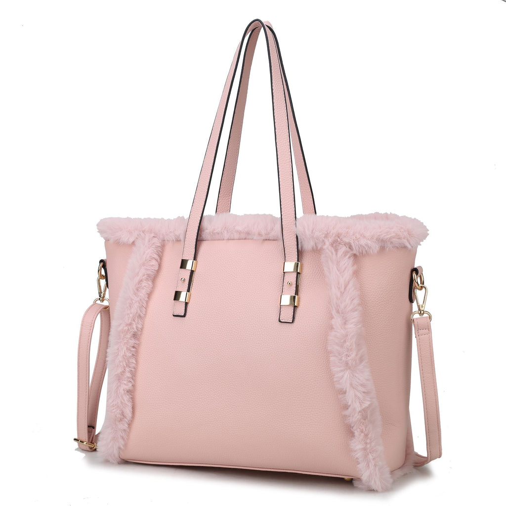 MKF Collection Liza Tote Handbag Vegan Leather with faux fur Women by Mia k