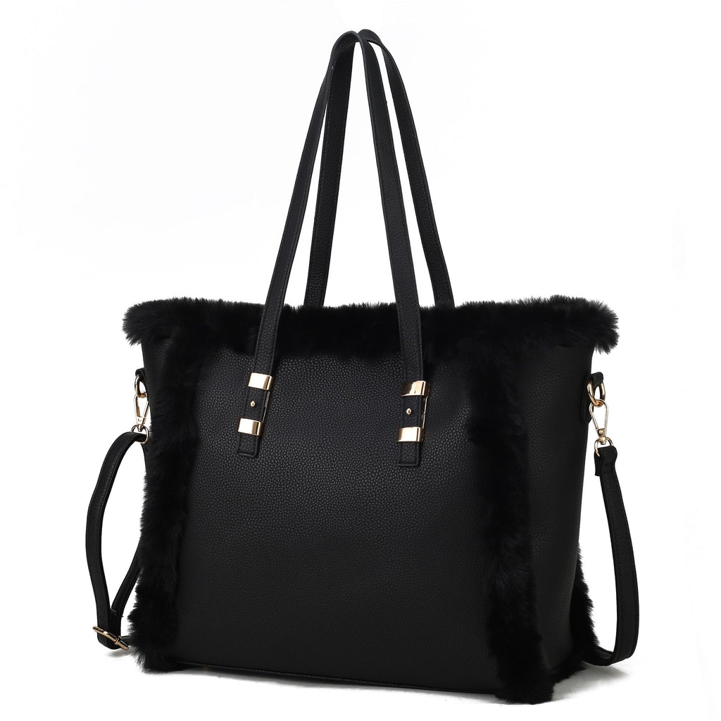 MKF Collection Liza Tote Handbag Vegan Leather with faux fur Women by Mia k