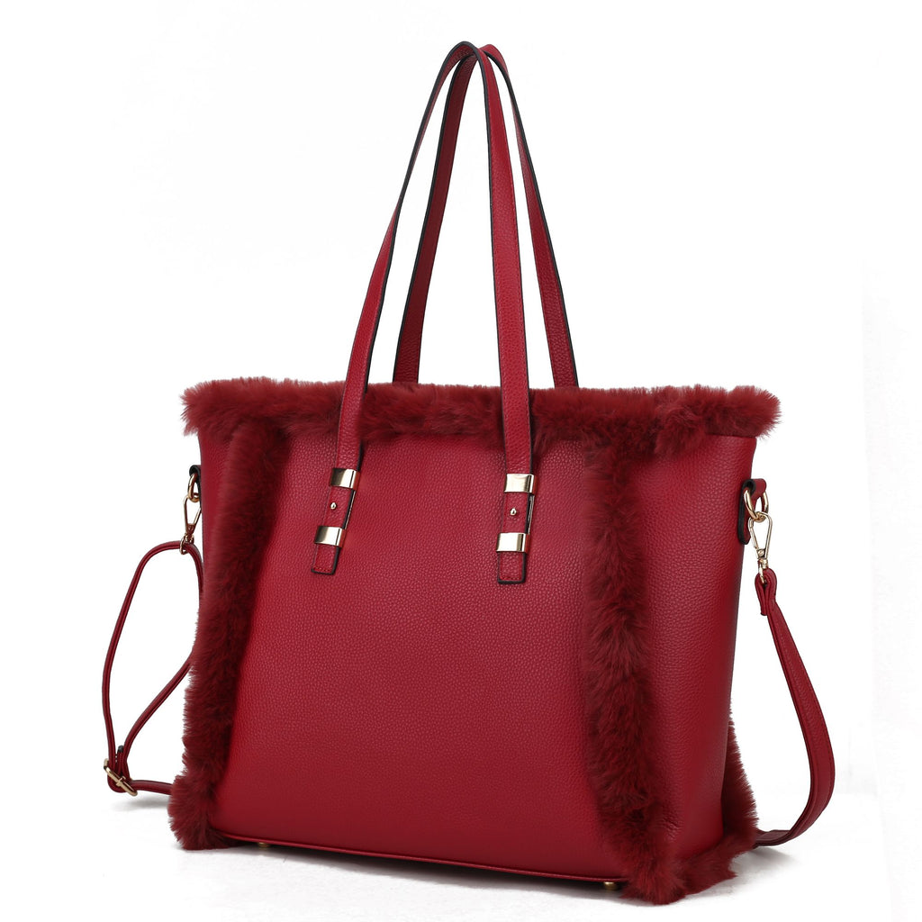 MKF Collection Liza Tote Handbag Vegan Leather with faux fur Women by Mia k