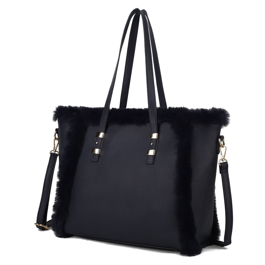 MKF Collection Liza Tote Handbag Vegan Leather with faux fur Women by Mia k