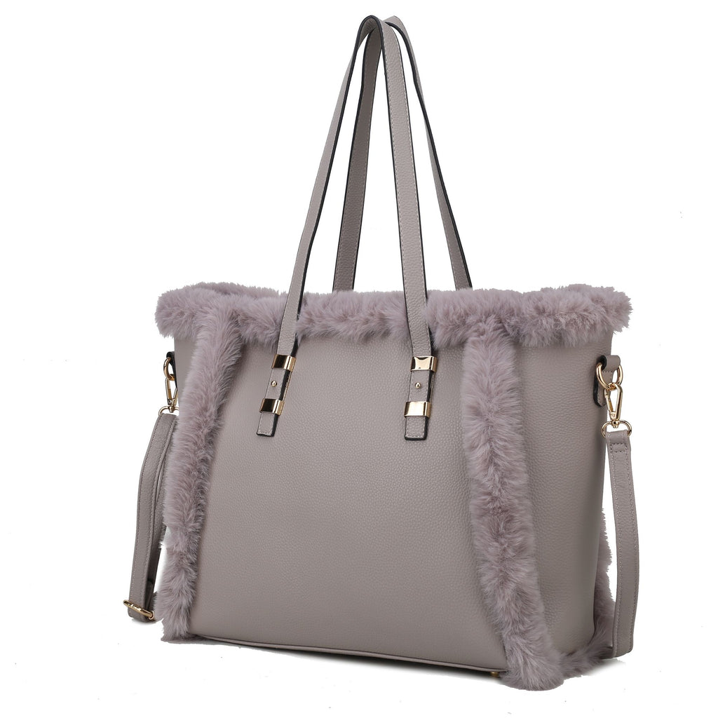 MKF Collection Liza Tote Handbag Vegan Leather with faux fur Women by Mia k