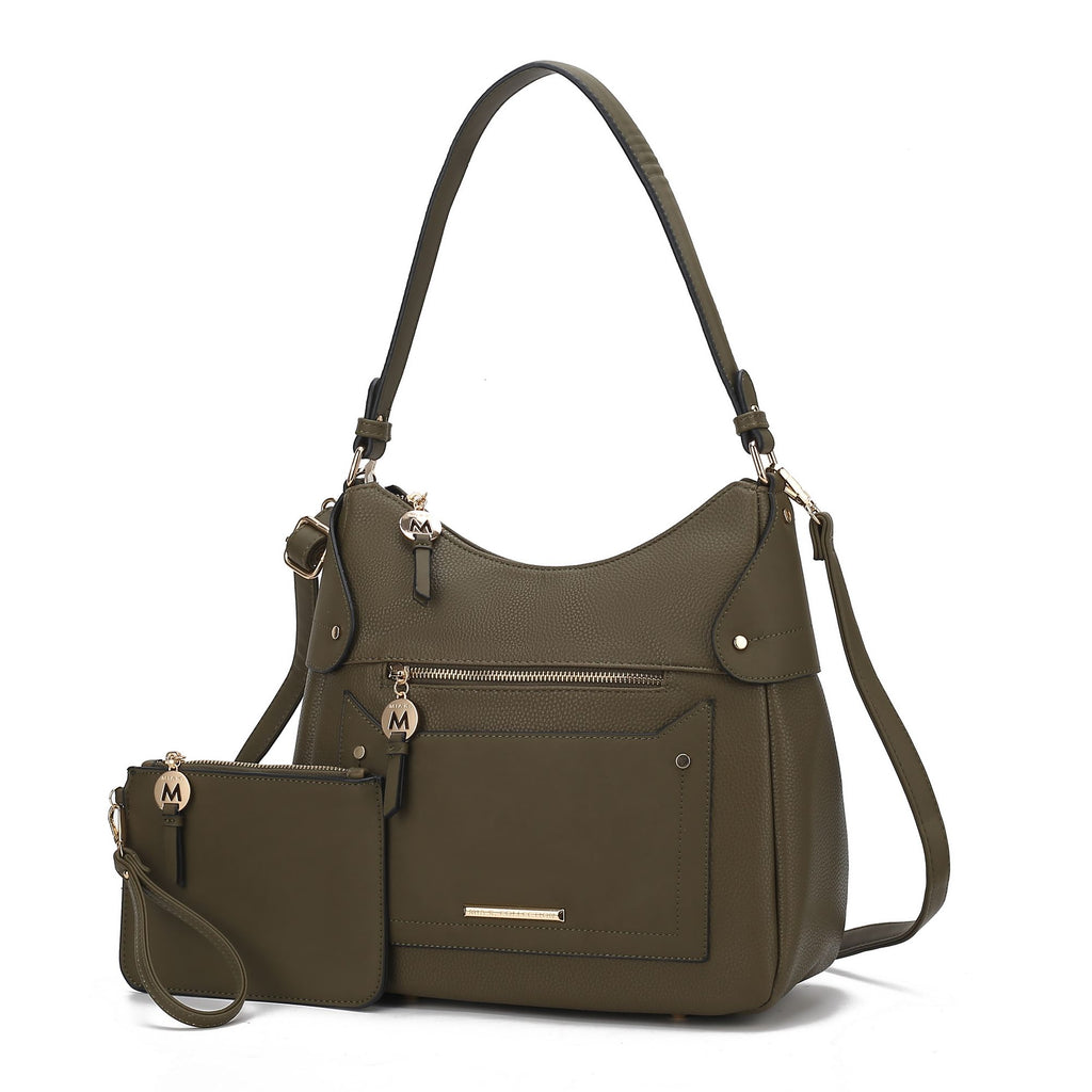 MKF Collection Maeve Vegan Leather Women Shoulder Bag with Wristlet Pouch by Mia k