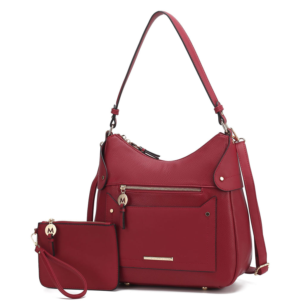MKF Collection Maeve Vegan Leather Women Shoulder Bag with Wristlet Pouch by Mia k