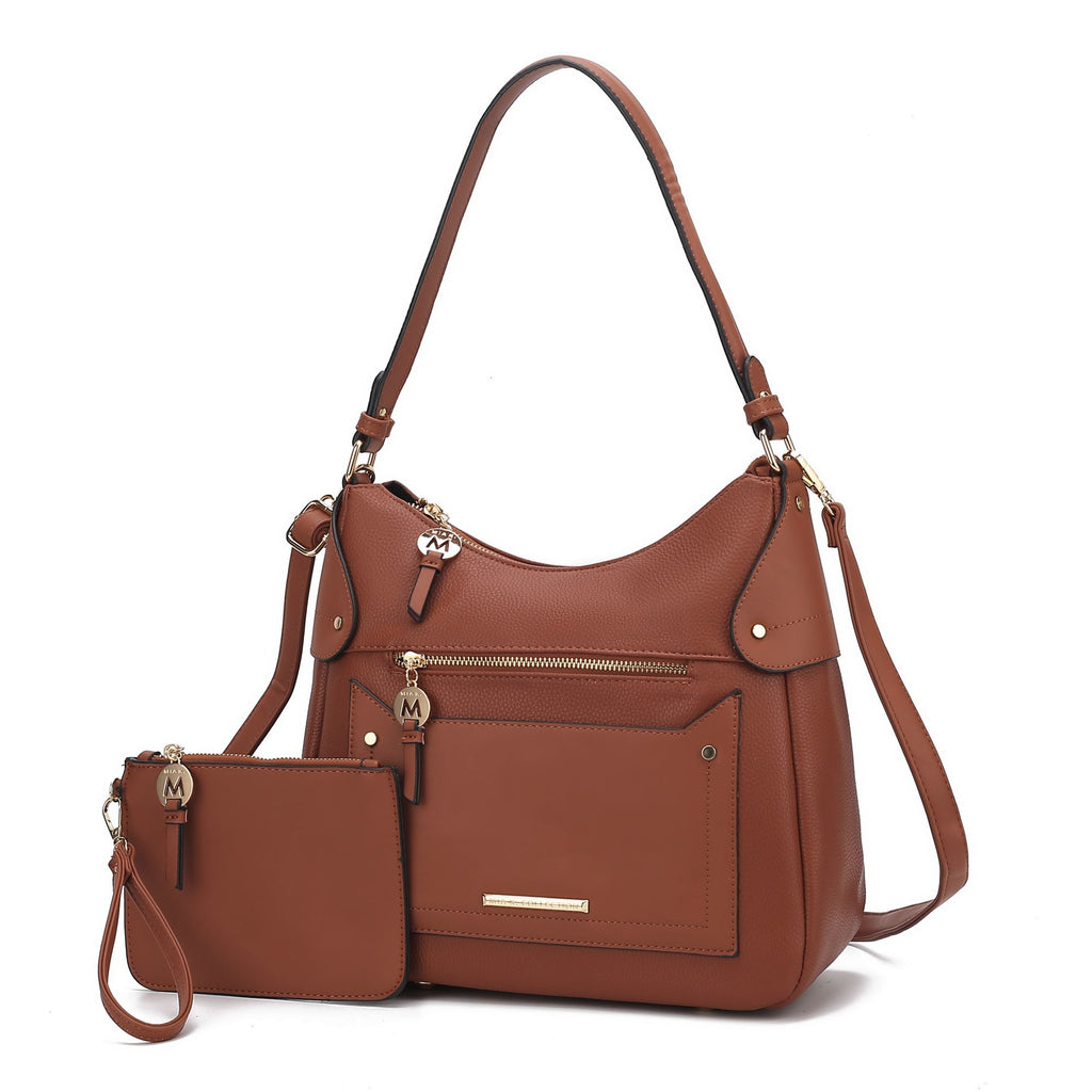 MKF Collection Maeve Vegan Leather Women Shoulder Bag with Wristlet Pouch by Mia k