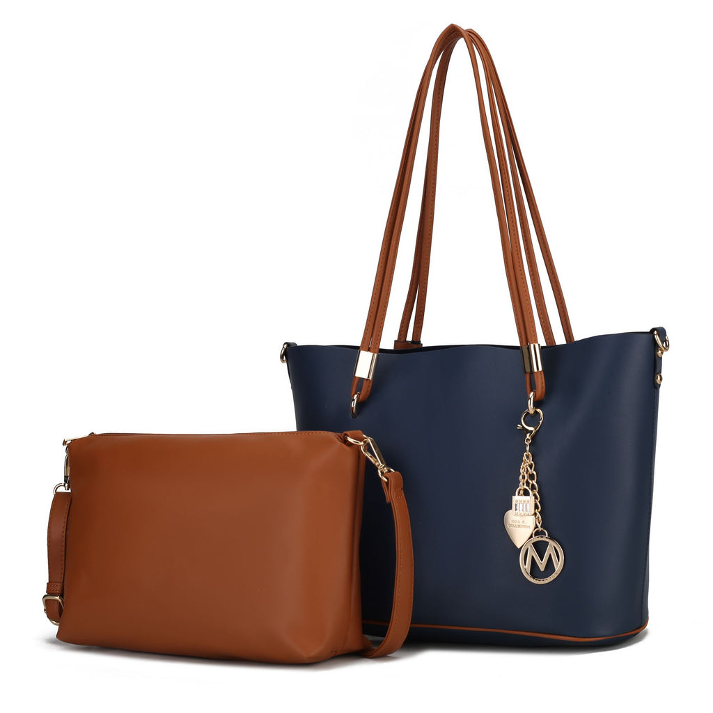 MKF Collection Malay Tote Handbag with Cosmetic Pouch Vegan Leather Women by Mia k