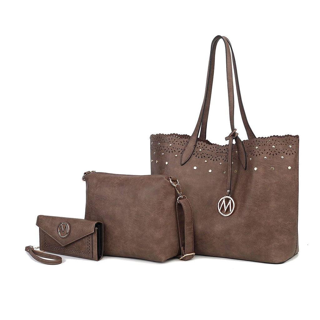 MKF Collection Mariahna 3 PCS Shopper Tote, Cross and Wallet Handbag by Mia K