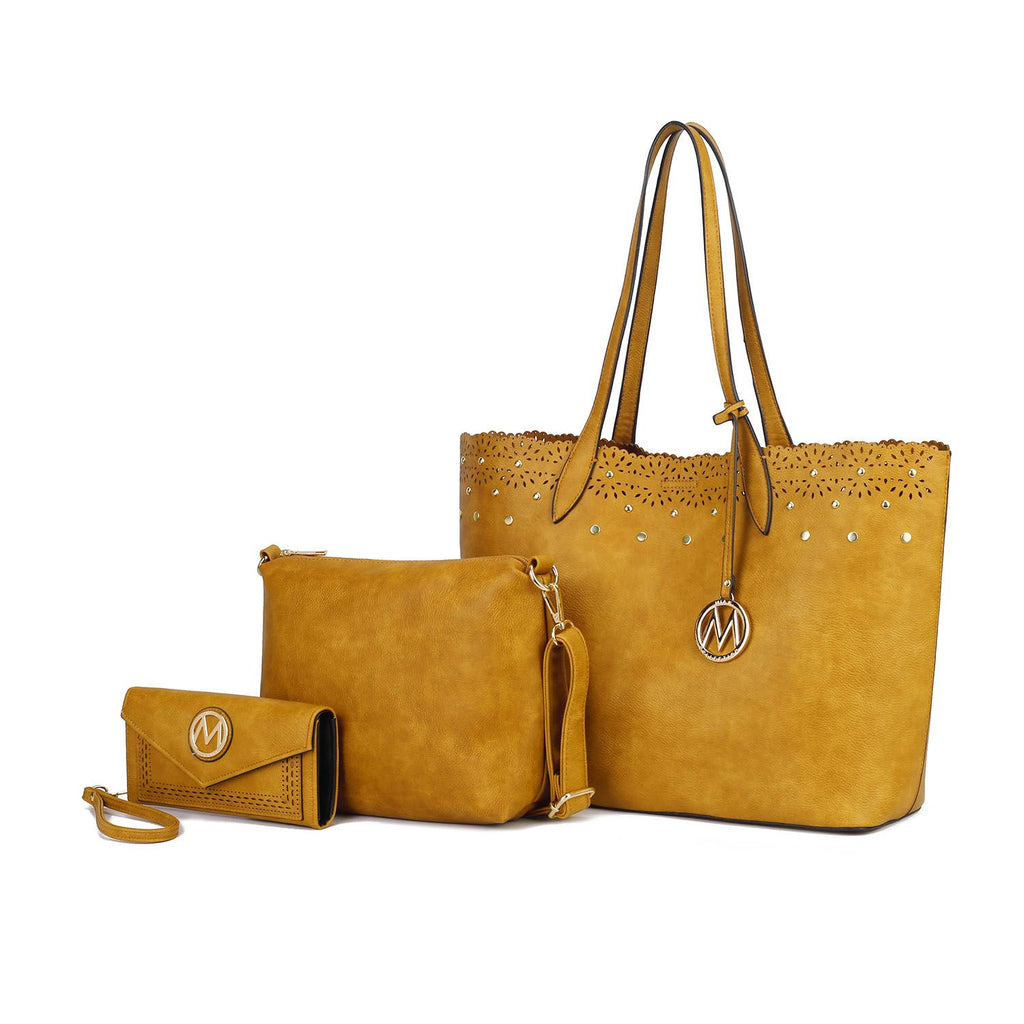 MKF Collection Mariahna 3 PCS Shopper Tote, Cross and Wallet Handbag by Mia K