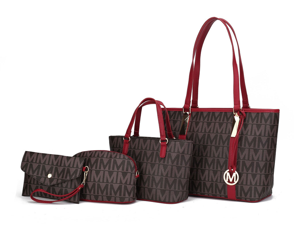 MKF Collection Marimar M Signature Vegan Leather Women's Tote Bag by Mia K – 4 Pcs set