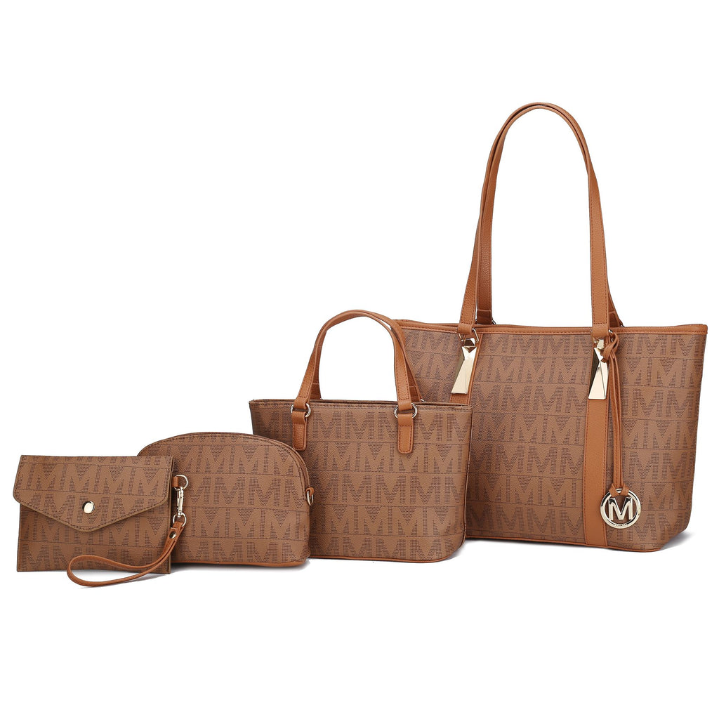 MKF Collection Marimar M Signature Vegan Leather Women's Tote Bag by Mia K – 4 Pcs set