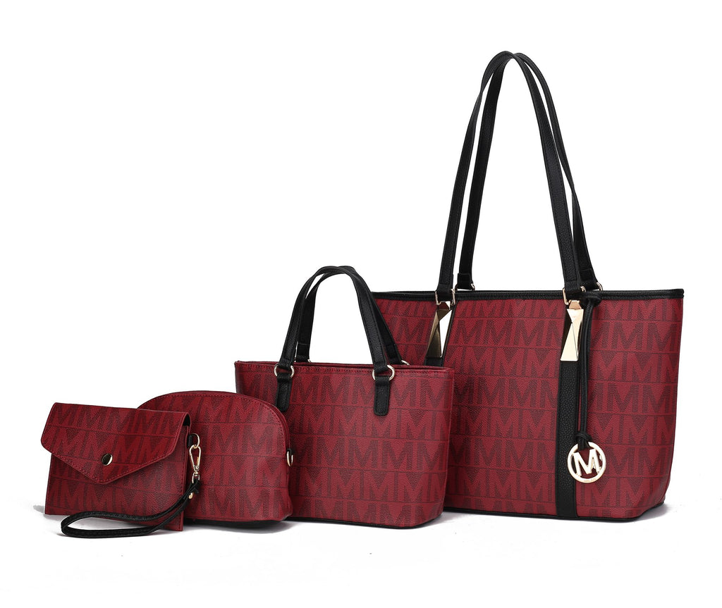 MKF Collection Marimar M Signature Vegan Leather Women's Tote Bag by Mia K – 4 Pcs set