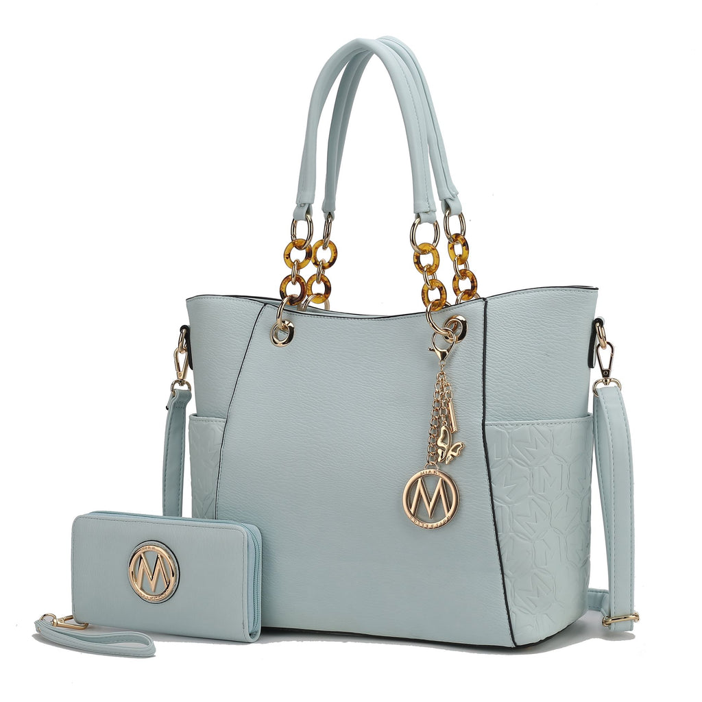 MKF Collection Merlina Embossed pockets Vegan Leather Women Tote Bag with Wallet by Mia k