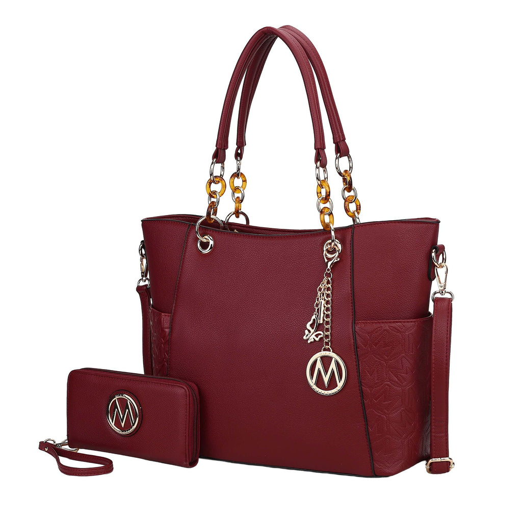 MKF Collection Merlina Embossed pockets Vegan Leather Women Tote Bag with Wallet by Mia k