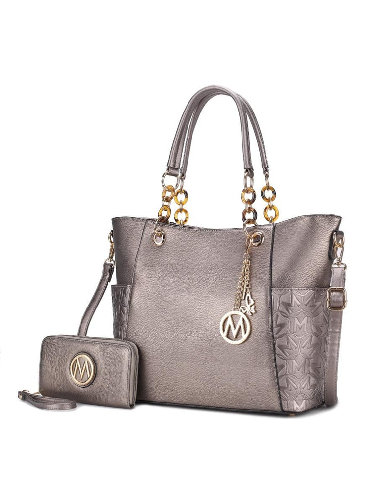 MKF Collection Merlina Embossed pockets Vegan Leather Women Tote Bag with Wallet by Mia k