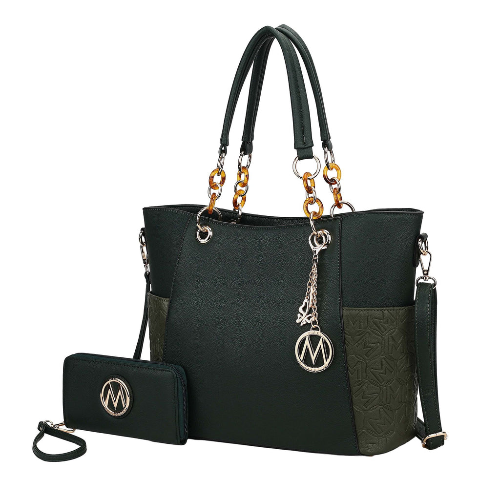 MKF Collection Merlina Embossed pockets Vegan Leather Women Tote Bag with Wallet by Mia k